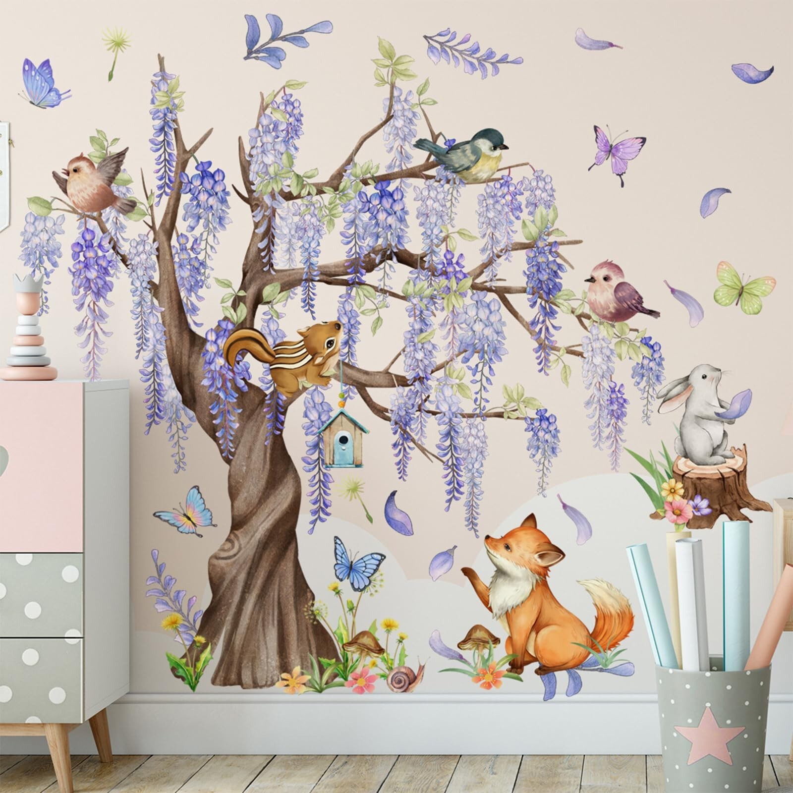 TUOKING Wall Stickers Decor,Removable Purple Tree Wall Murals Peel and Stick …