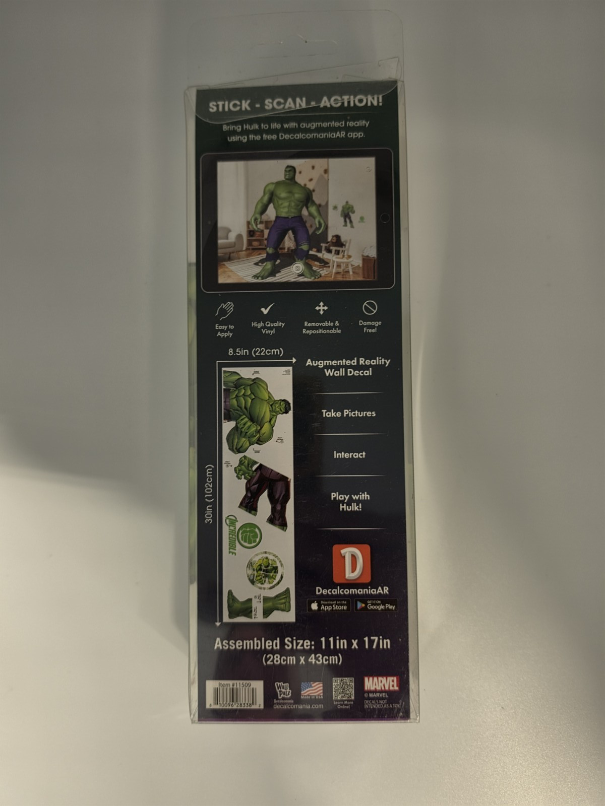 NEW Marvel Hulk Augmented Reality 11×17 Wall Decal Sticker DecalcomaniaAR
