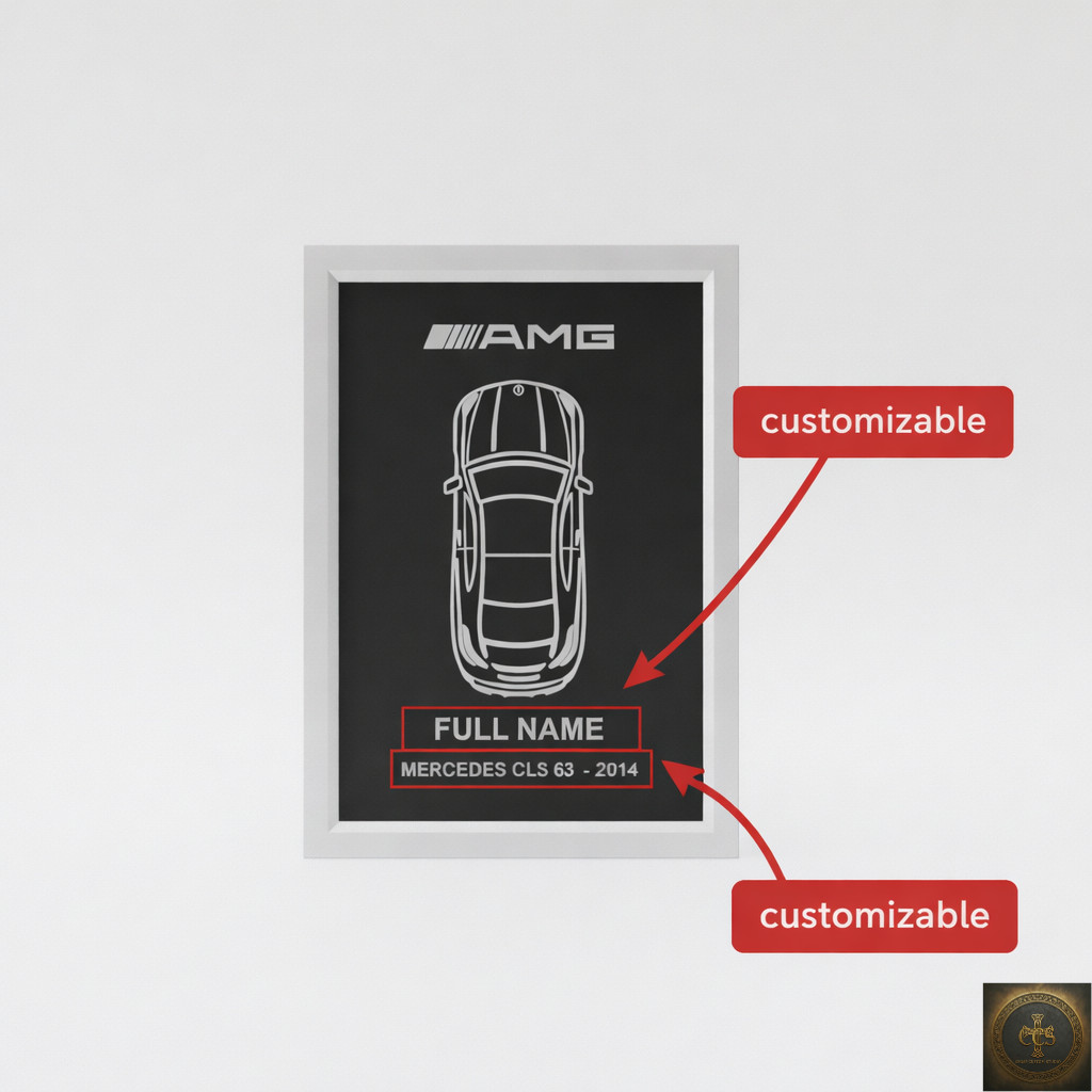 Personalized Mercedes Wall Art | Custom Car Frame | AMG Car Enthusiast Gift