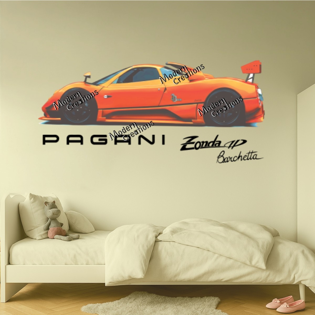 Pagani Supercar Wall Sticker Removable Racing Car Vinyl Sticker for Boys Bedroom