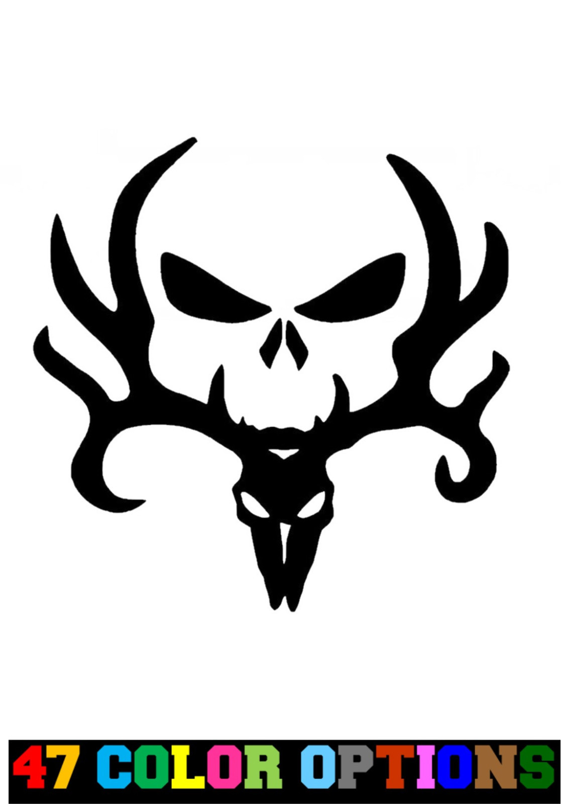 Vinyl Decal Truck Car Sticker Laptop – Hunting Fishing Deer Skull Antlers