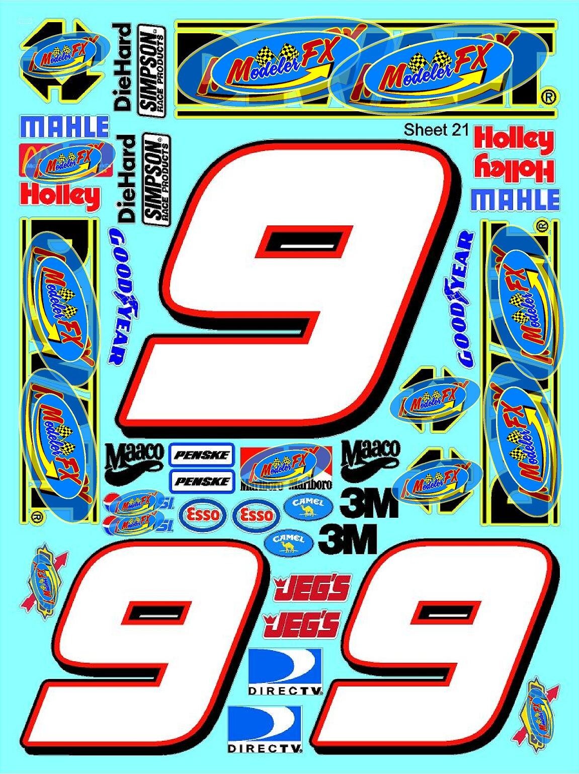 WHITE Vinyl Sticker Sheet 21-R/C MODEL Decal fits 1/10-1/16 ScaledEWALTRACING