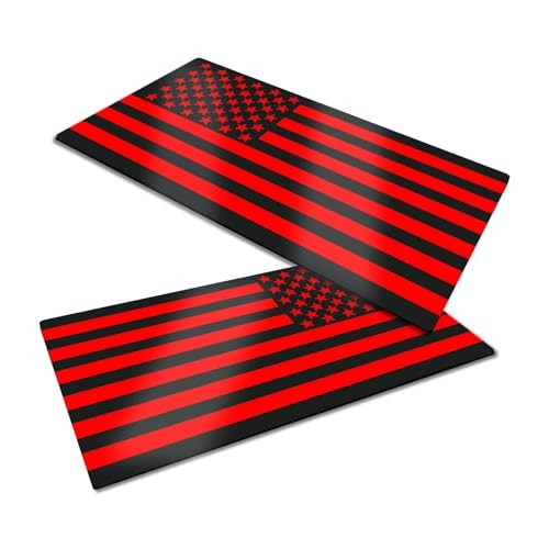 2PCS American Flag Decal Embossed 3D Metal Black and Red American Black+Red