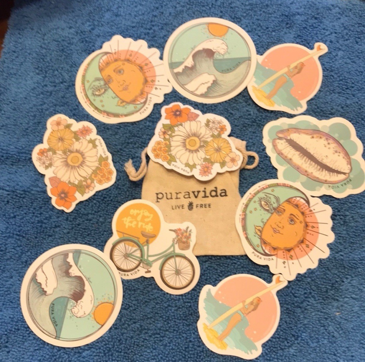 Pura Vida Sticker Decal Pack of 10 With Dust Bag Included