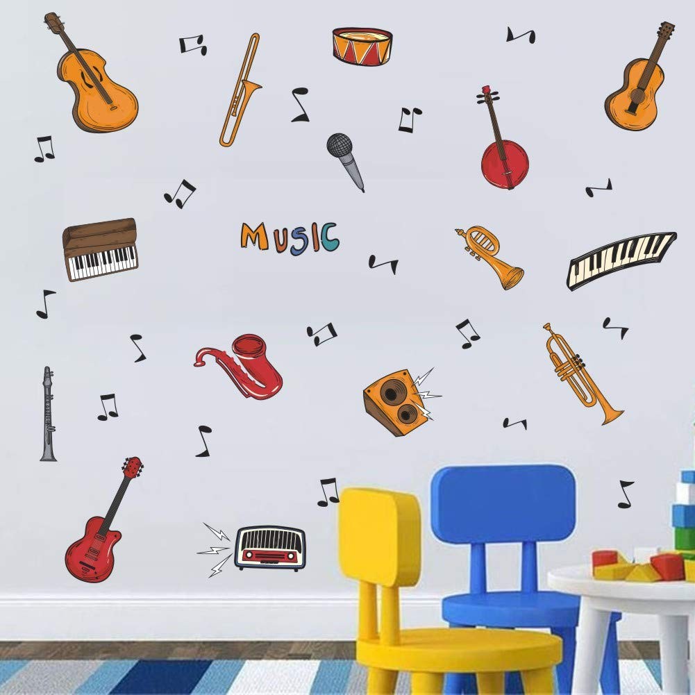 Colorful Music Wall Decal Musical Instrument Wall Stickers