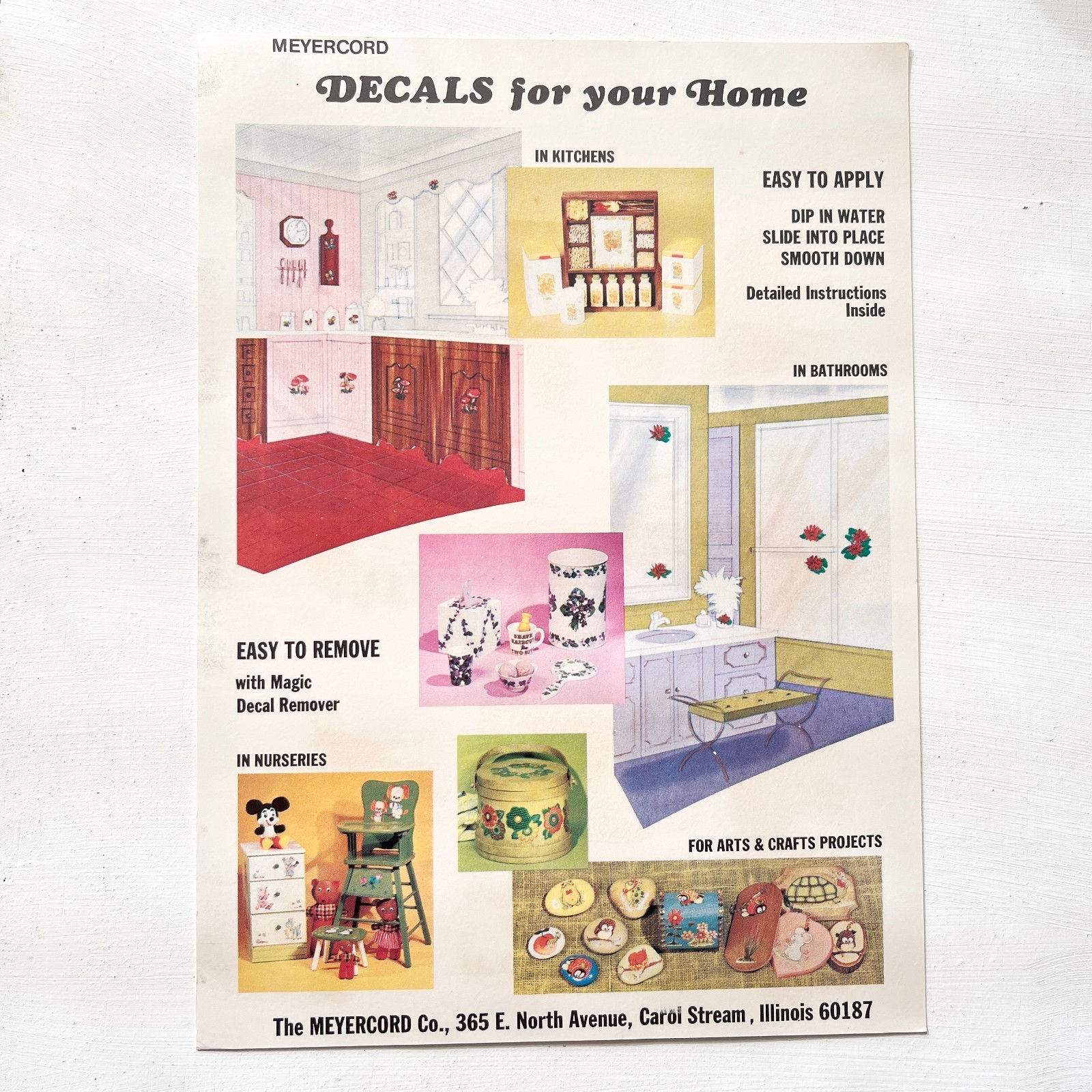 Barnyard Animals Decals Sheet 1970s Arts Crafts Decoupage