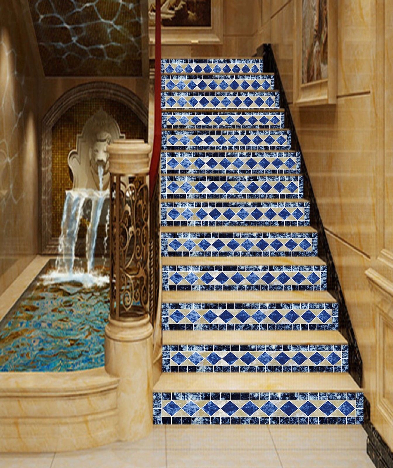 3D Blue Diamond 523 Risers Decoration Photo Mural Vinyl Decal Wallpaper US Lemon
