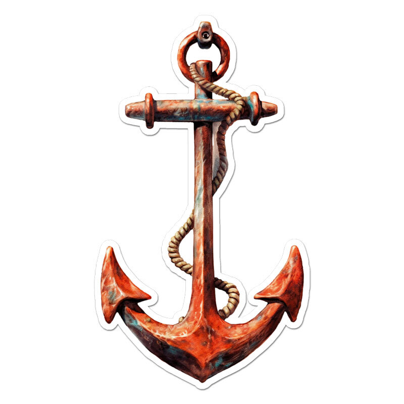 Ship's Anchor Boat, Vinyl Decal Sticker, Indoor Outdoor, 3 Sizes, #11608