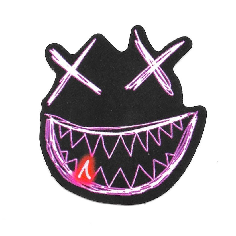 Neon Grinning Face Vinyl Sticker Die Cut Creepy EDM Rave Music Journal Scrapbook
