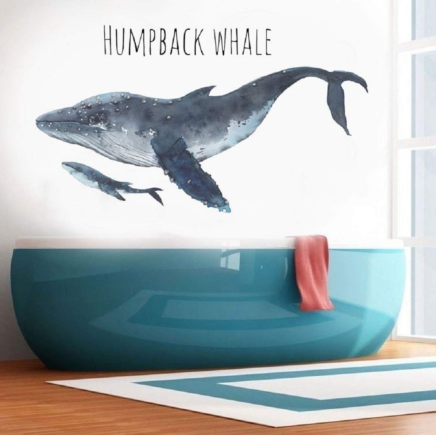 Humpback Whale Wall Decals Marine Animal Stickers Peel and Stick Art Mural De…