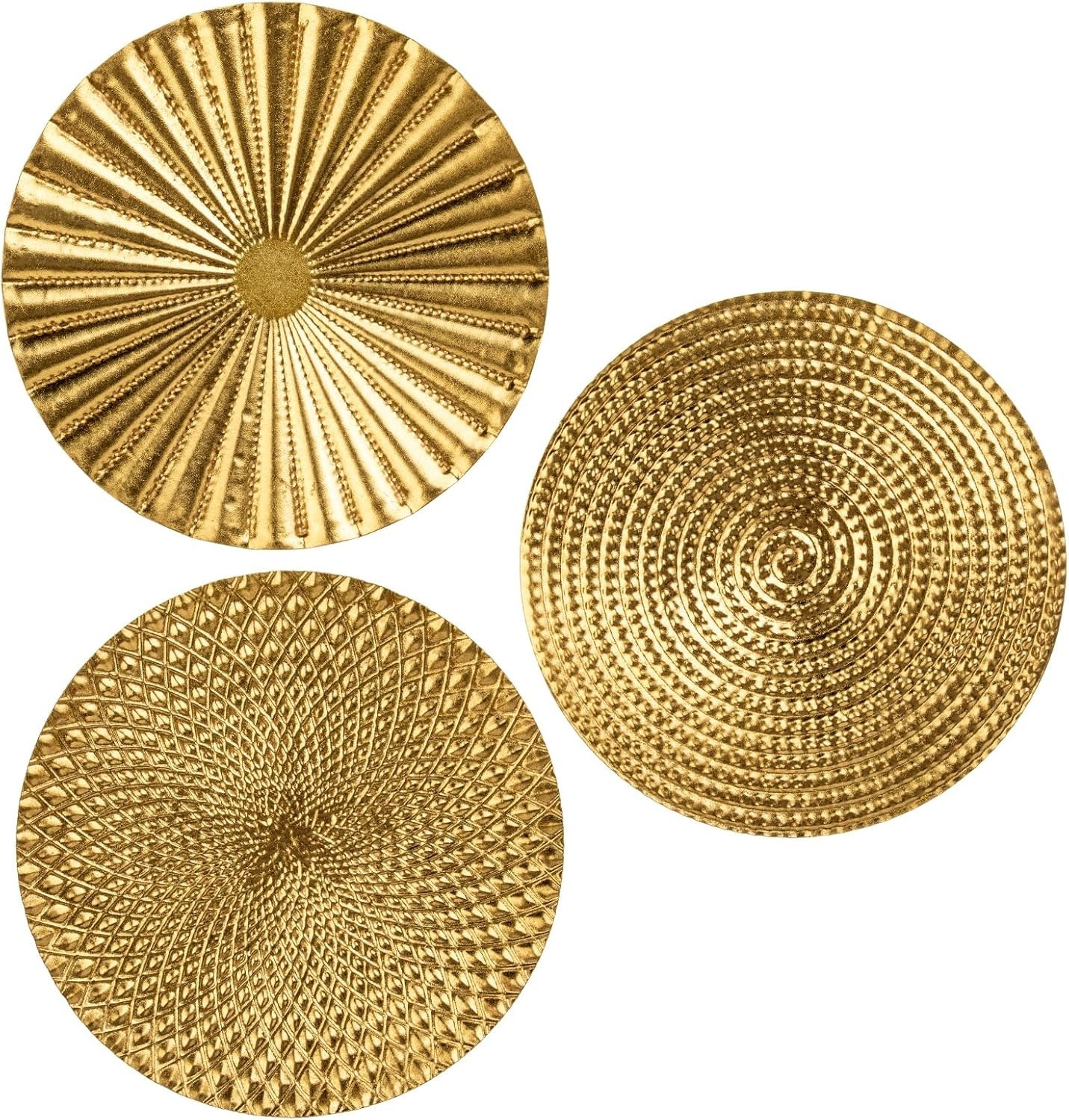 Contemporary 12" Gold Round Hanging Sculptures – 3 Count for Luxe Interiors