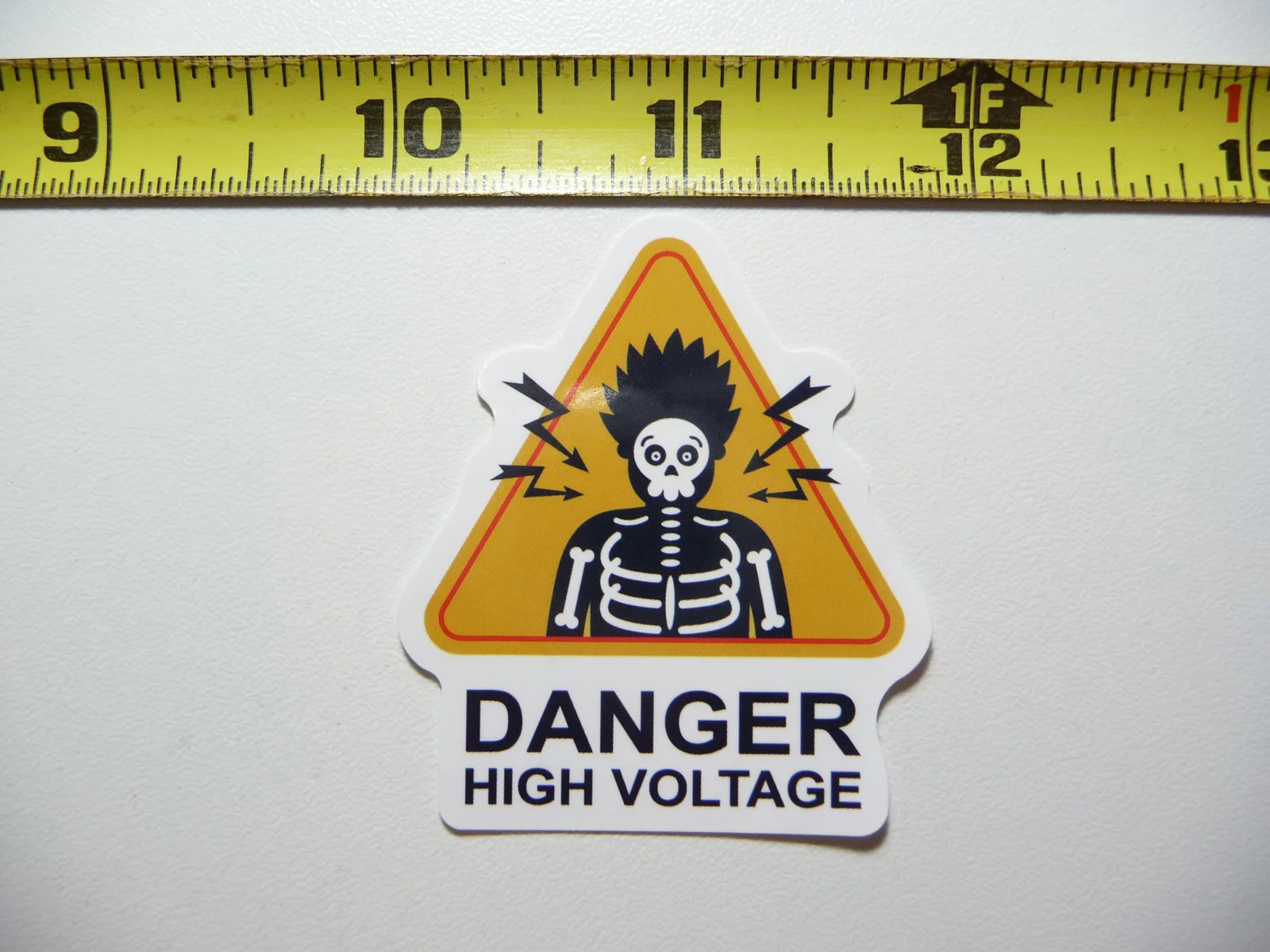 DANGER HIGH VOLTAGE SKELETON SMALL STICKER DECAL BUSINESS COMPANY POLICY DOOR