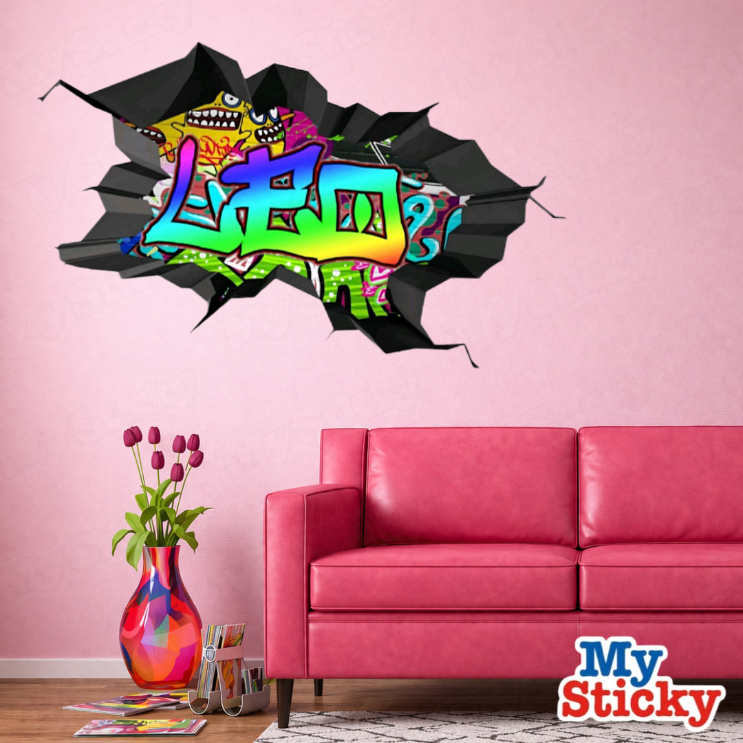 Custom Text Island Style Graffiti Name Wall Decal Personalized Sticker Decor NEW