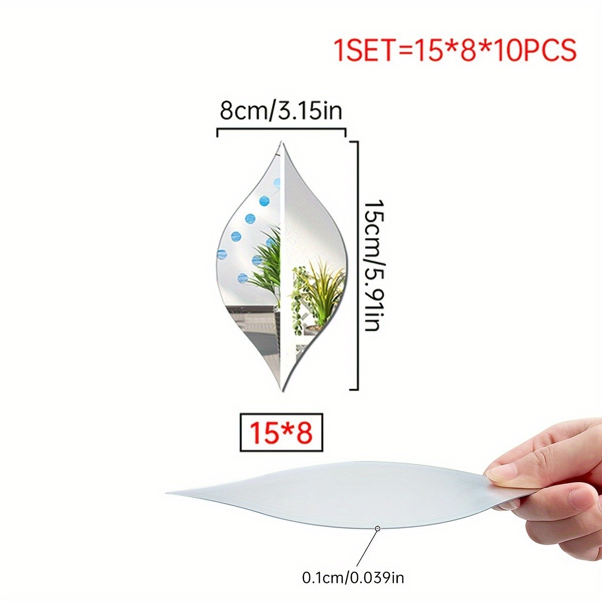 Removable Mirror Tile Waterdrop Shape Peel And Stick Bedroom Hanging Decor