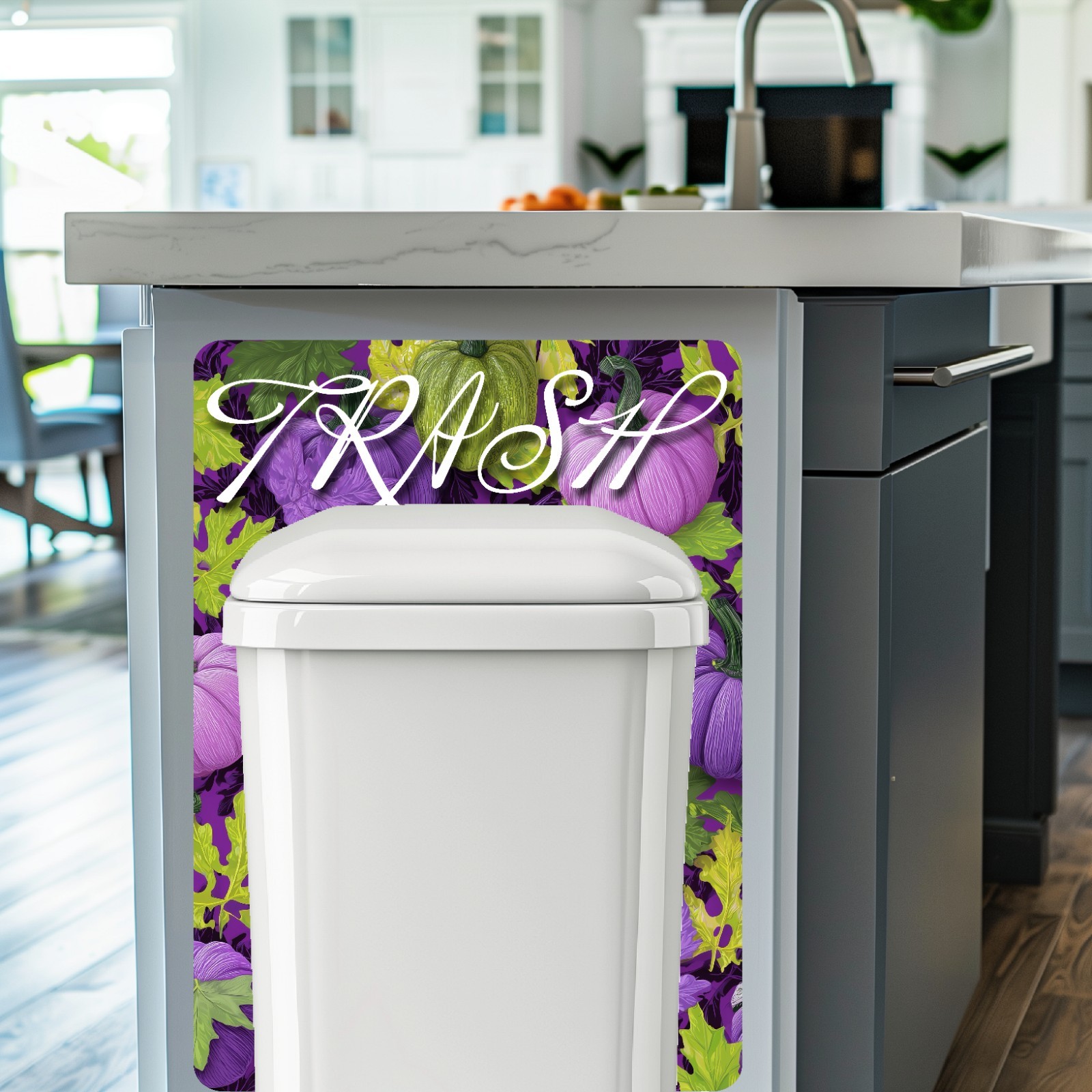 Halloween Pumpkins Trash Can Fabric Decal Protective Wall Guard Sticker Kitchen