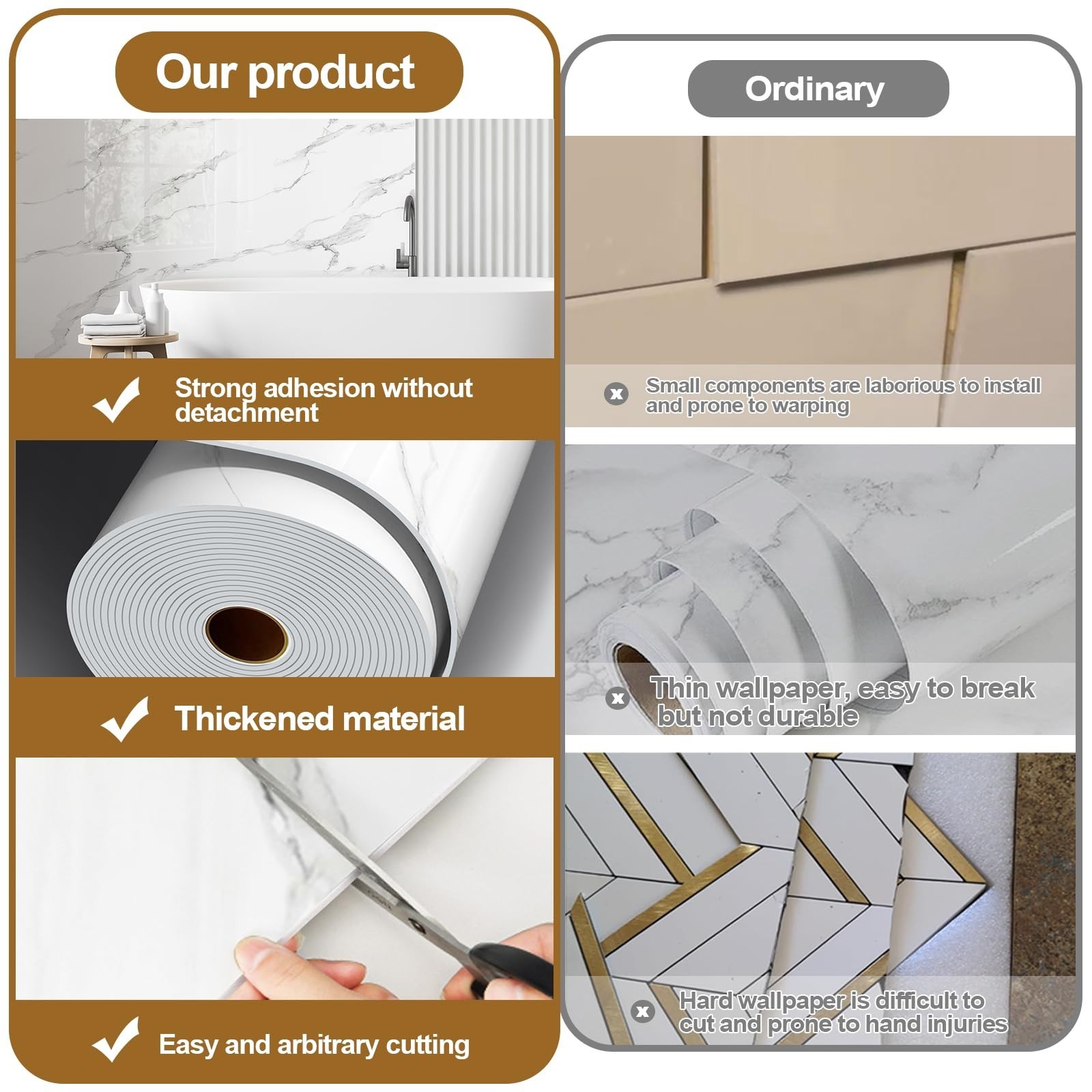 Marble Peel and Stick Countertop Paper – Waterproof Marble Contact Paper, 15….