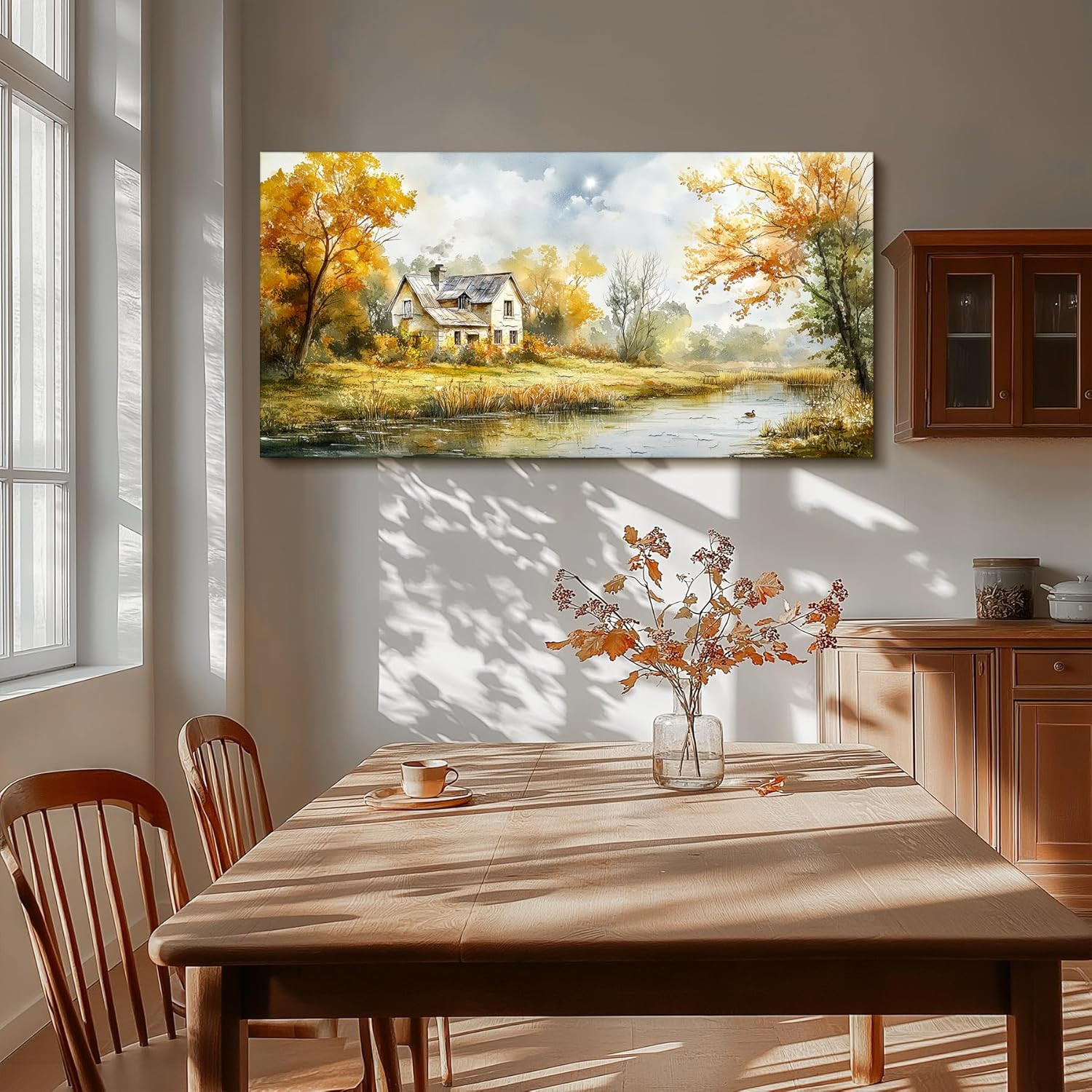 Rustic Autumn Landscape Wall Art for Living Room & Bedroom, 29"X57