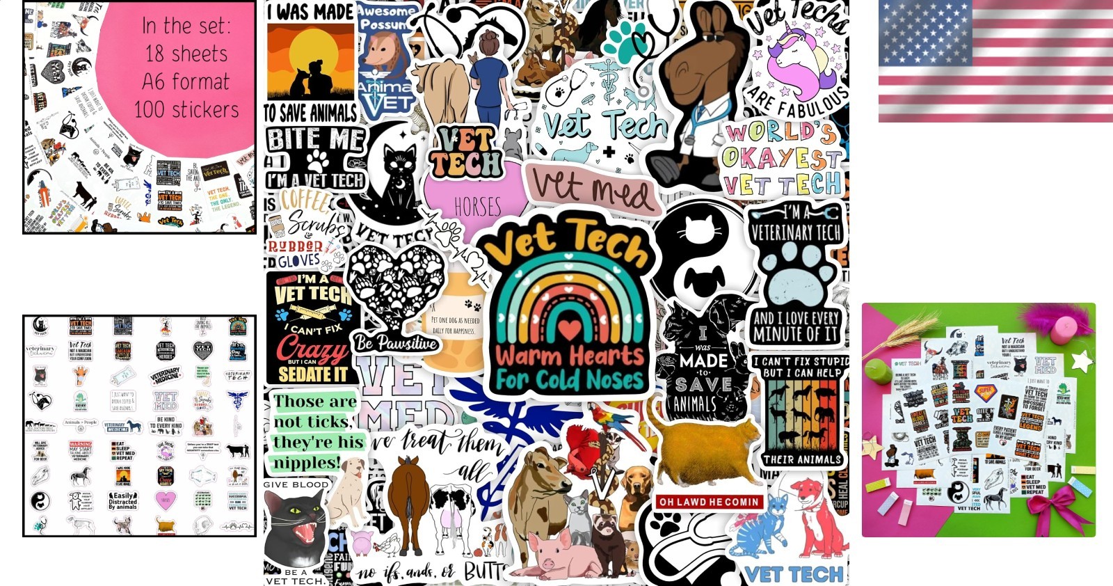 Veterinary Technician Gifts 100pcs Funny Vinyl Stickers Waterproof Laptop