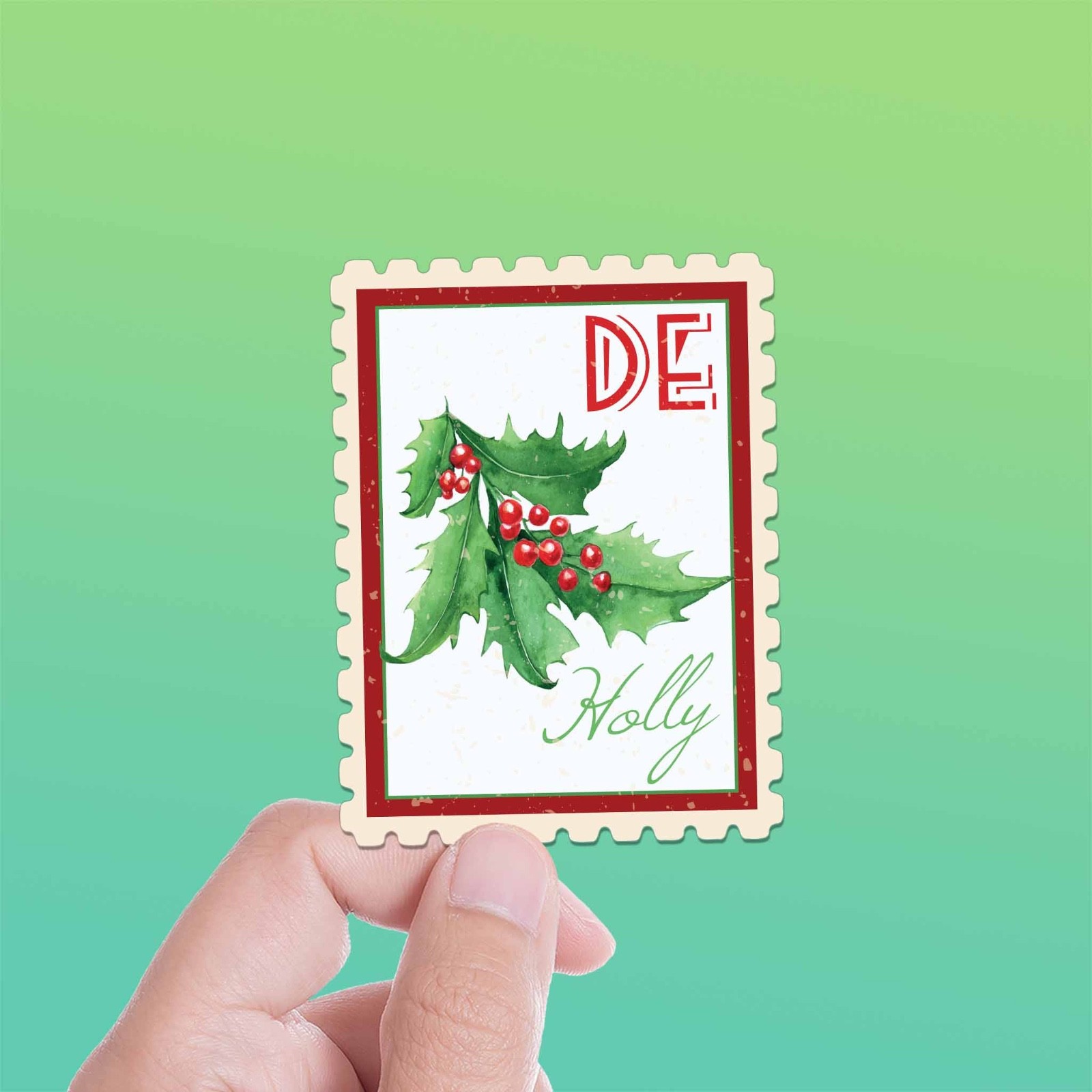 Delaware State Tree Holly Sticker – DE Vintage Stamp Decal