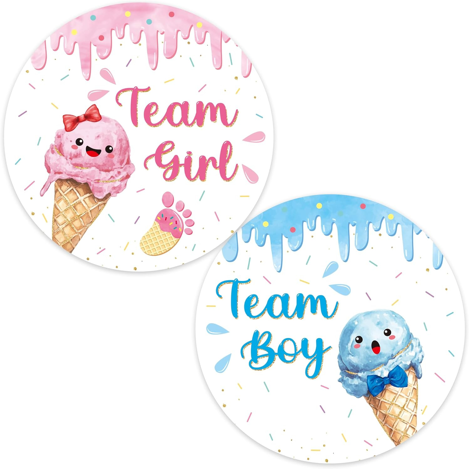500Pcs Pink or Blue Gender Reveal Stickers – 2 Inch Cowboy Boots Bow Labels