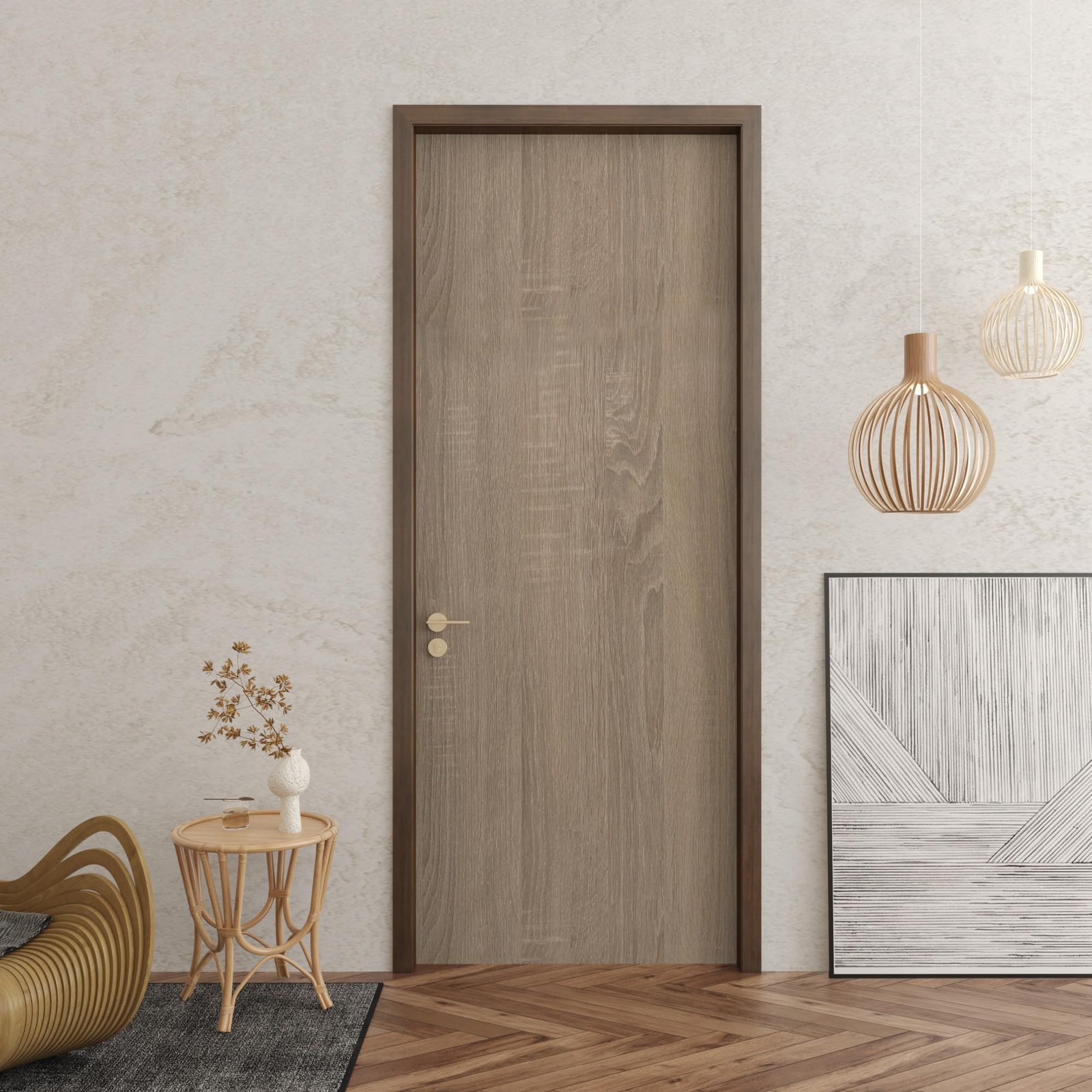 JSEVEM 24"×197" Thick Light Brown Grey Oak Wood Wallpaper Peel and Stick Wa