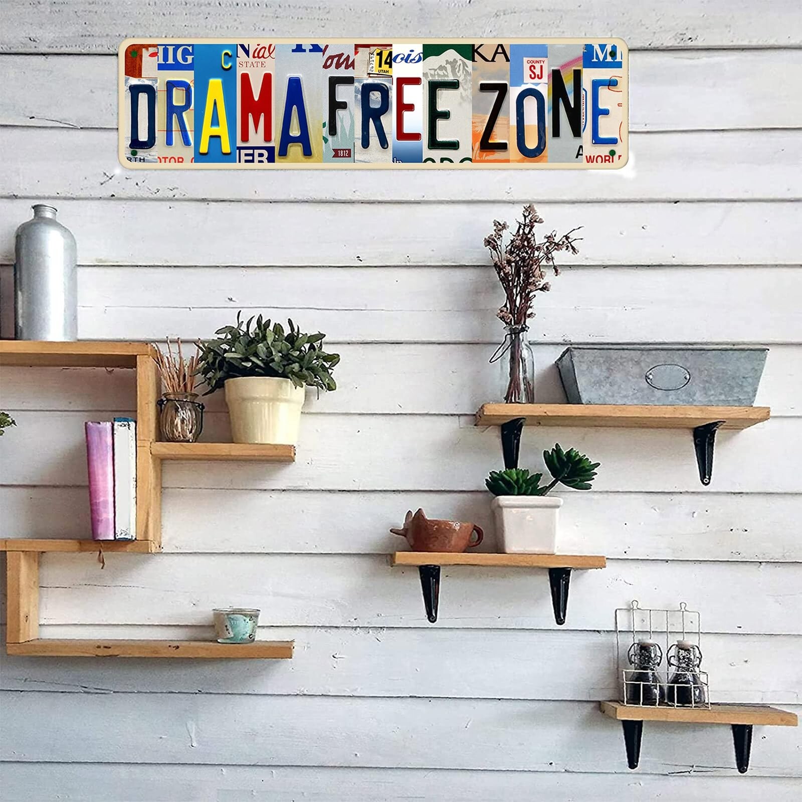 Drama Free Zone Aluminum Sign Street Funny Aluminum Sign Wall Decor for Bedro…