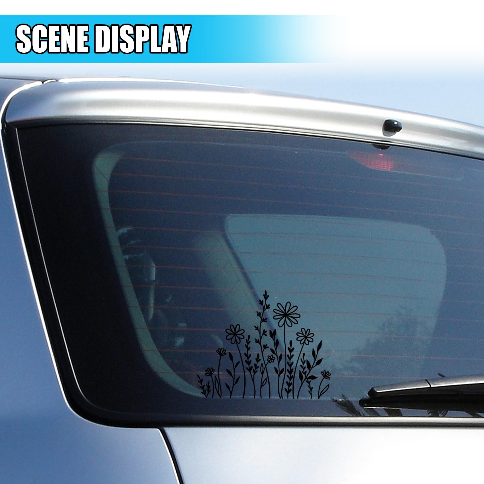 Wildflowers Boho Car Sticker Decal, Waterproof Vinyl Flower Vehicle Window St…