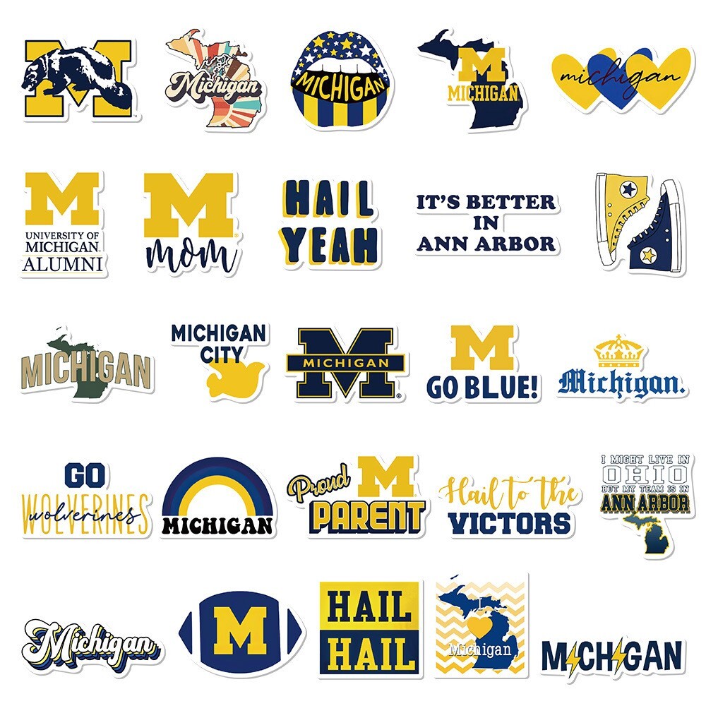 50pcs University Of Michigan Stickers, UM Go Blue Ann Arbor, #244