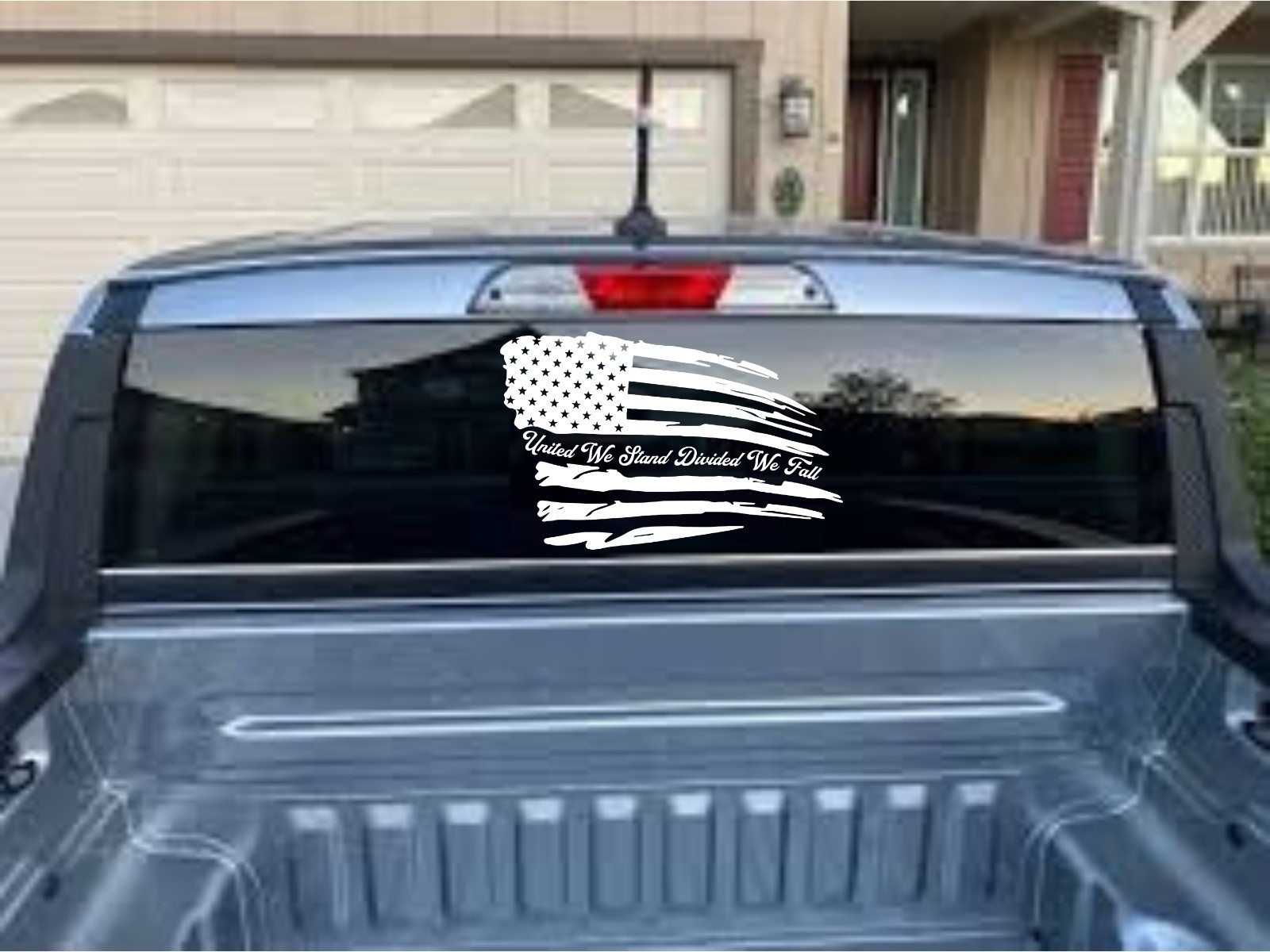 Distressed America Flag Vinyl Car Decal Sticker United We Stand Divided We Fall