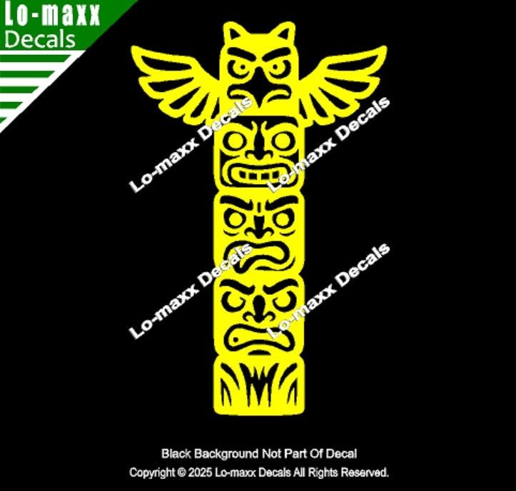 Totem Pole Tower Die Cut Sticker for Lockers, Laptops Lab Doors SUV Boats