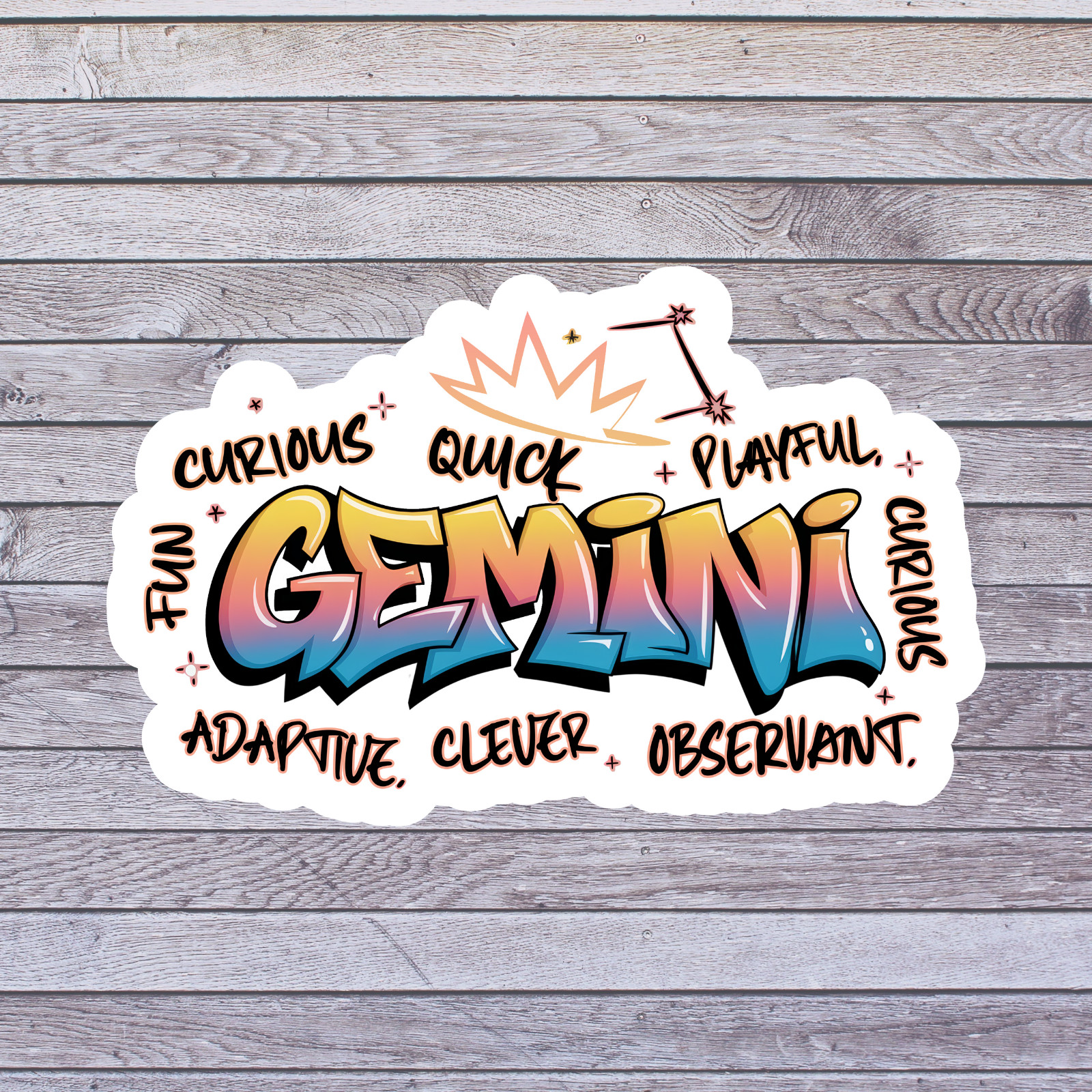 Gemini sticker vinyl decal zodiac traits graffiti style constellation art