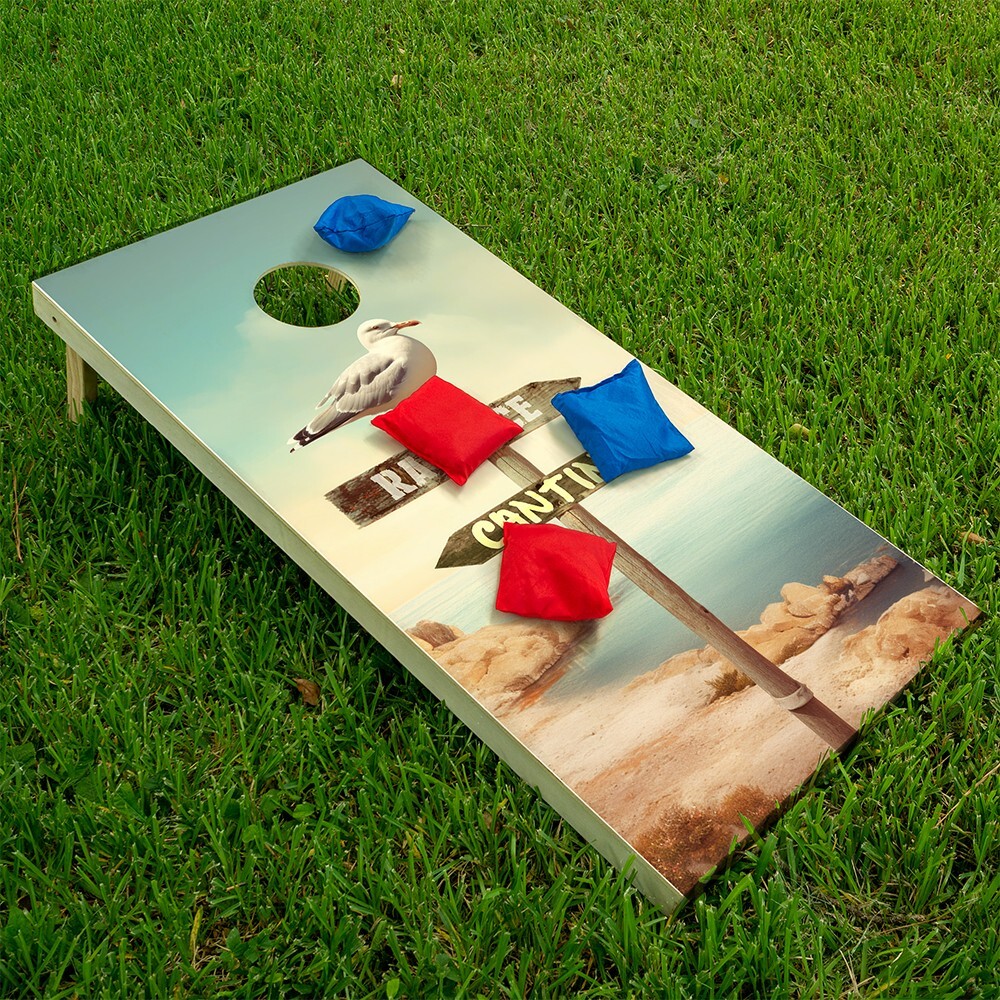 Island Directional Signs Beach House Cornhole Skins Cornhole Wraps for Boards