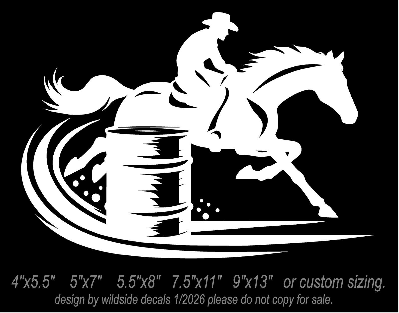 Male Barrel Racer Vinyl Decal car window horse trailer sticker