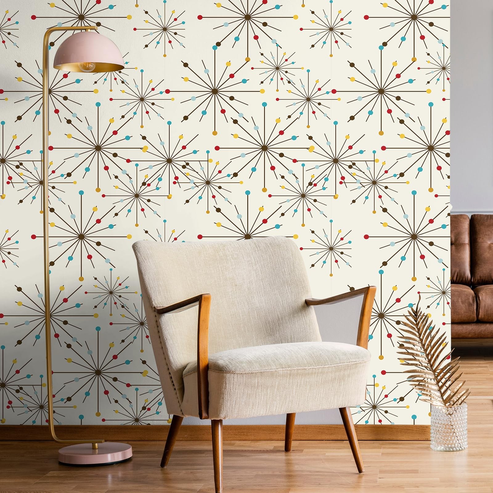Mid Century Wallpaper 15.75" x 118" Mid Century Modern Peel and Stick Wallpap…