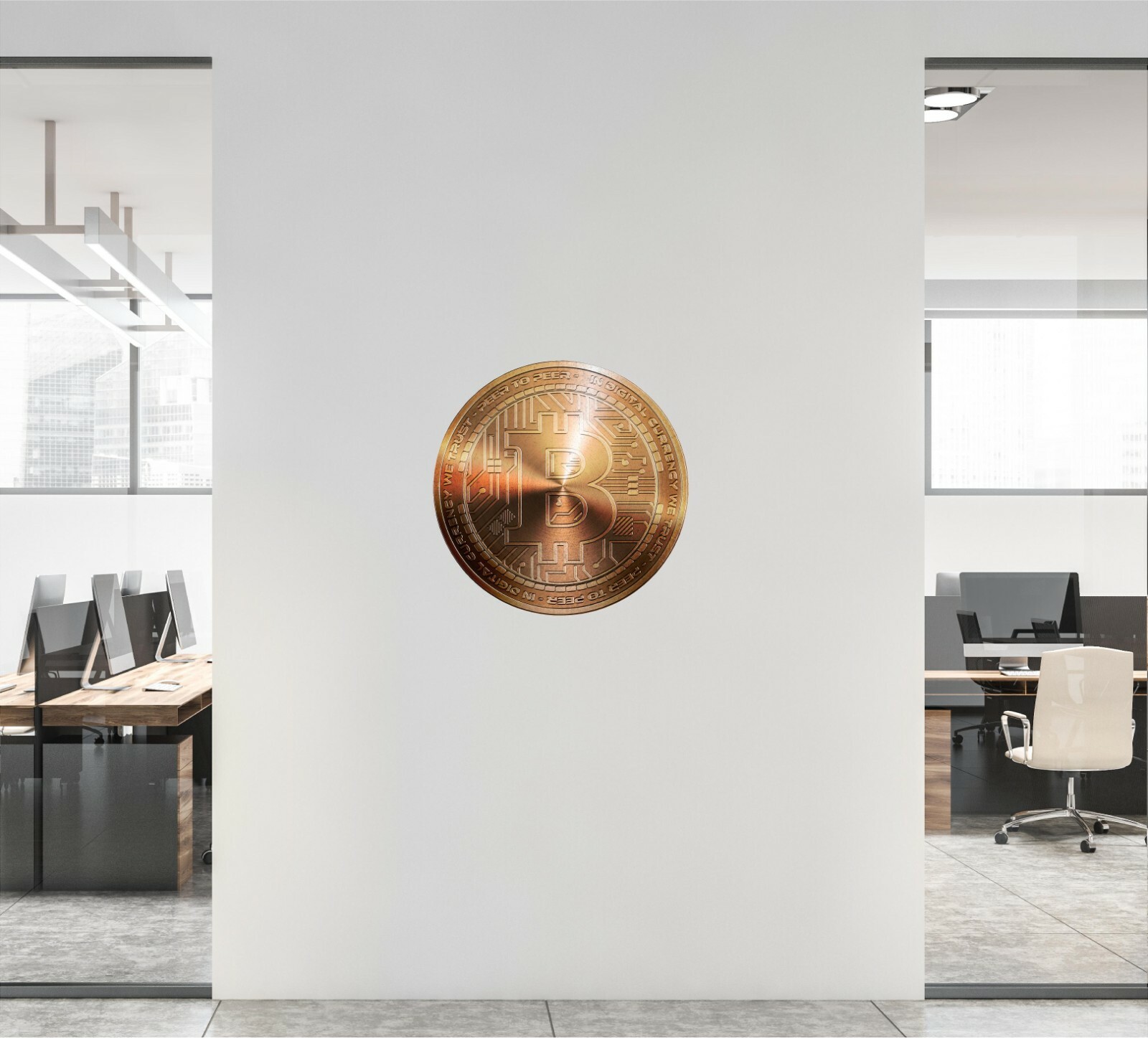 Bronze BITCOIN Cryptocurrency Logo Wall Decal Removable Vinyl Wall Sticker