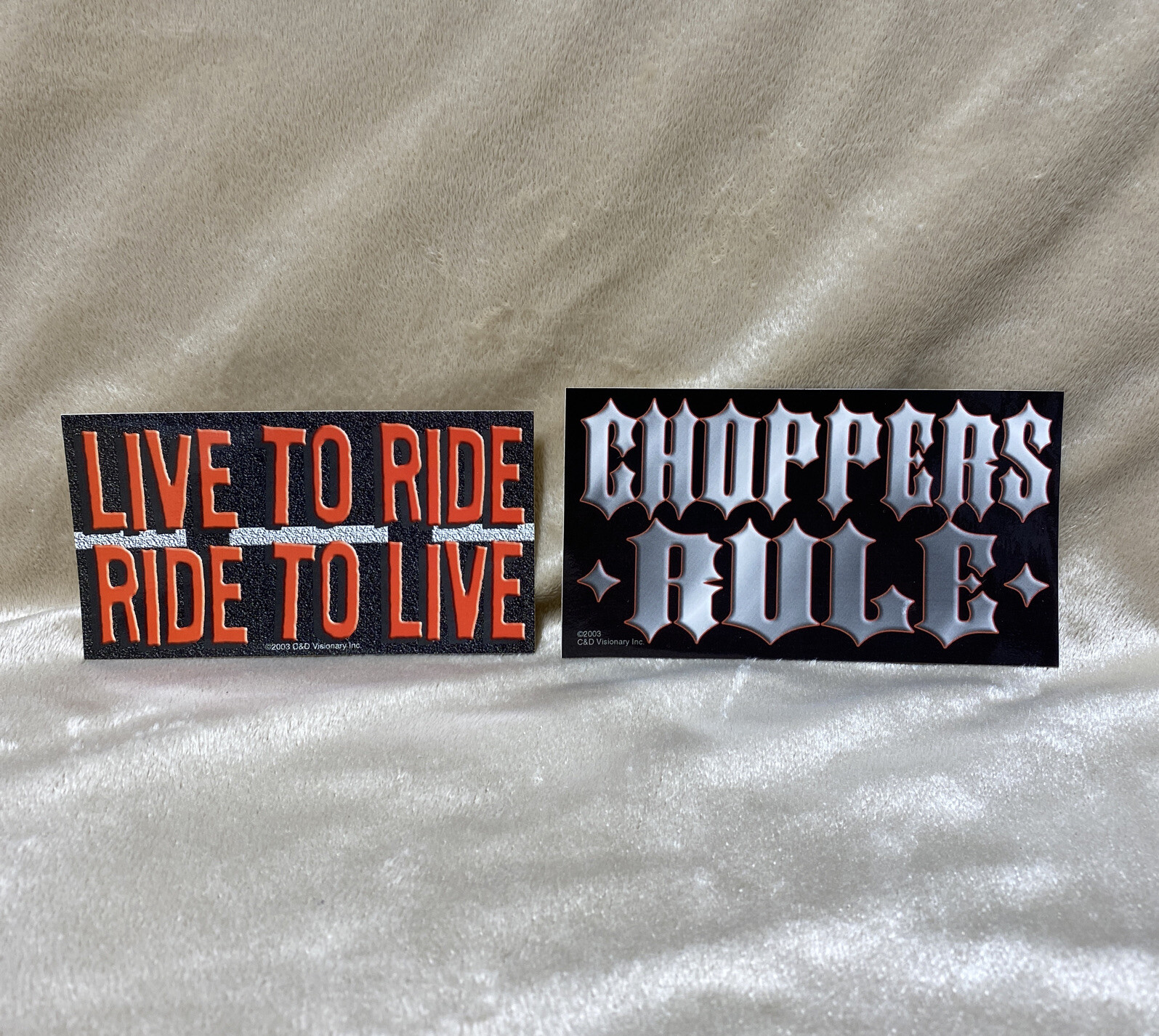 Lot Of 2 Choppers Rule Decal 5”x 2 7/8 " And Live To Ride Decal 4.5”x2.5”