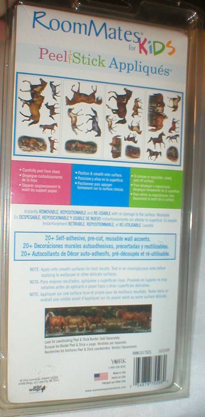 HORSES PEEL & STICK APPLIQUES 20+ ROOM MATES 1 PKG SOLD AS IS AS SHOWN