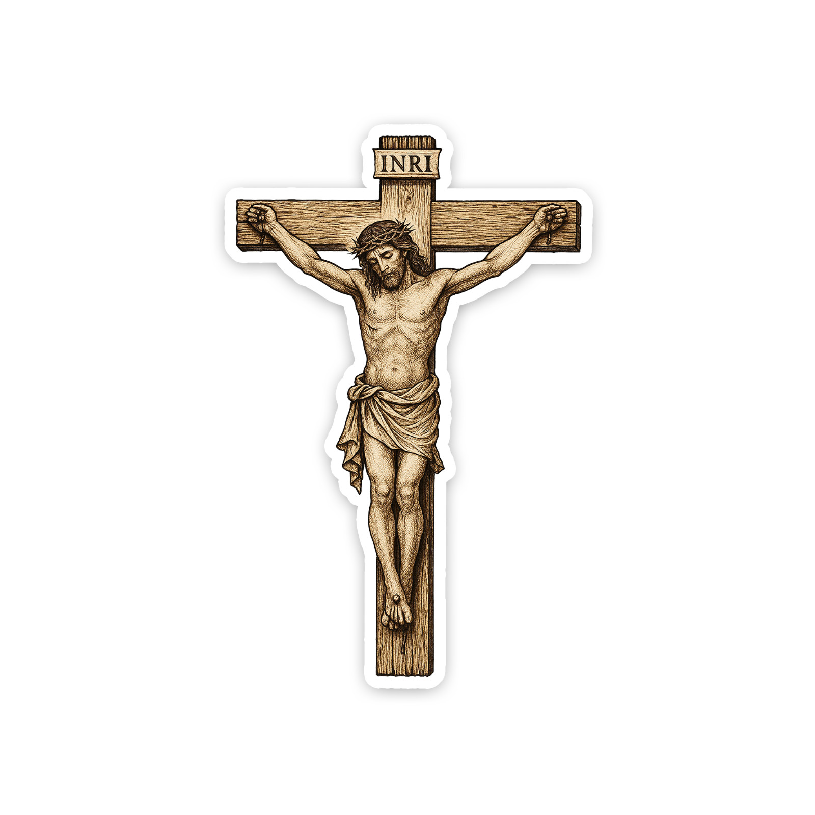 Jesus on the Cross Sticker 4 inch Vinyl Decal Religious Christianity Catholic