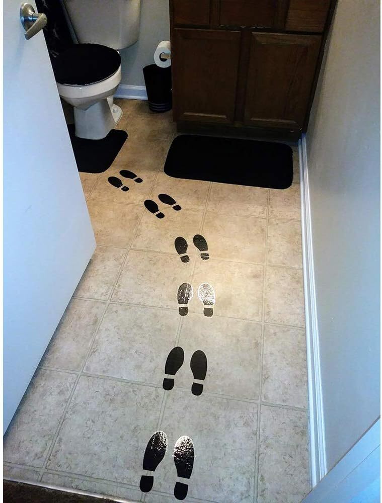 20 Pairs 40 Prints Black Shoe Footprint Stickers Decals, Floor Wall Stairs…