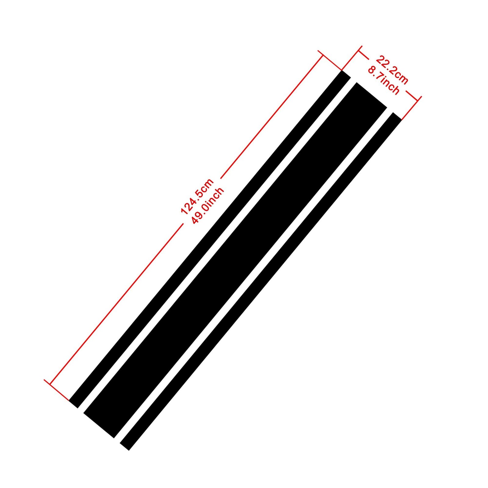49"x 8.7" Car Hood Stripe Sticker Auto Racing Body Side Stripe Decal Skirt Ro…