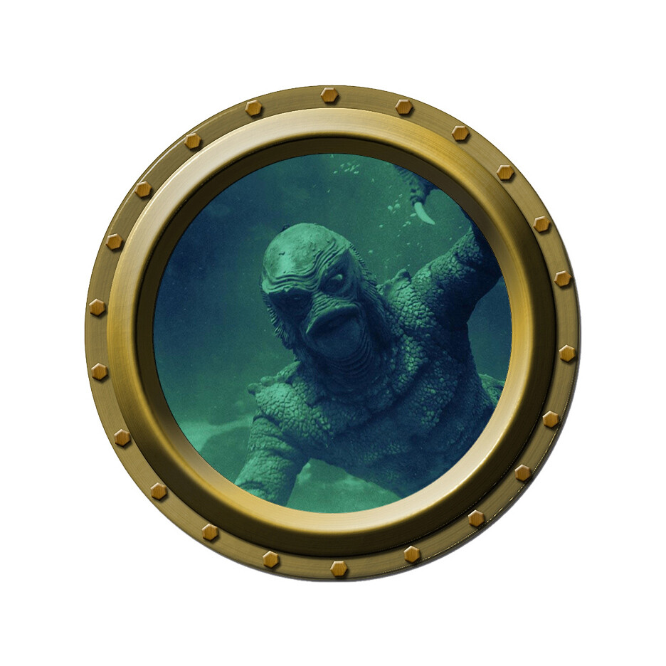 The Creature from the Black Lagoon Watches You Porthole Wall Decal