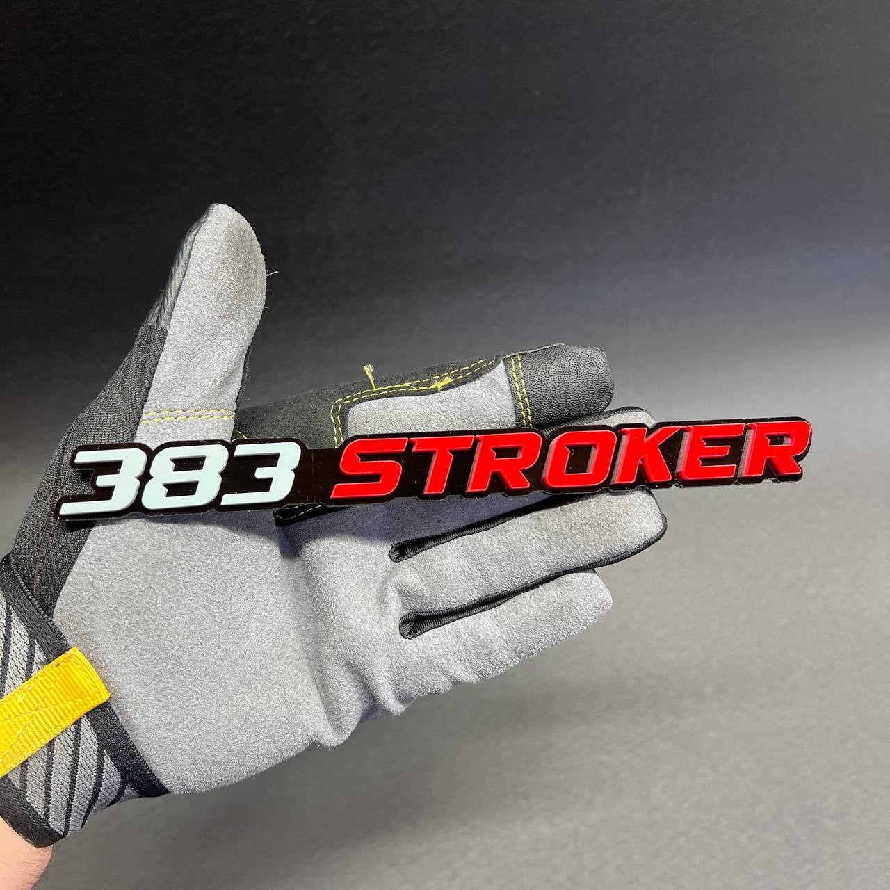 1X 383 stroker Custom 3D Car Emblem Multicolor Acrylic Badge Gray / Red / black