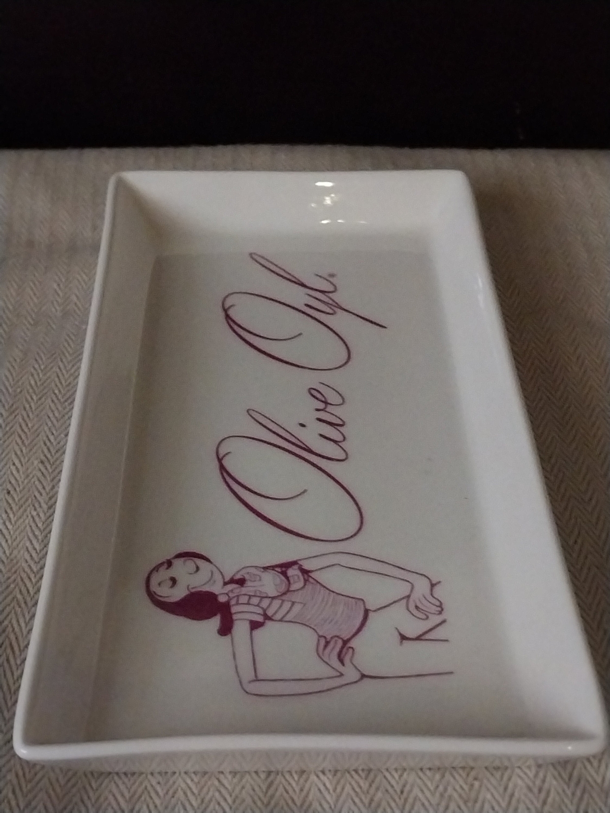 RARE: 7.5" Olive Oly Porcelain Tray + Woody Woodpecker Mug; Vintage New
