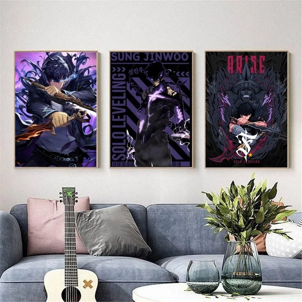 Solo Leveling Poster Wall Art Sun Jinwoo Canvas Cotton Unframed