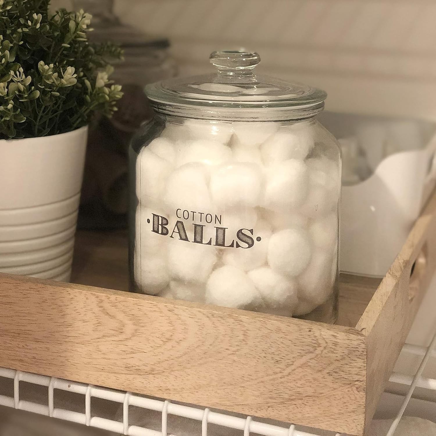 Clear Background Labels with Black Letters for Bathroom Organization and Style