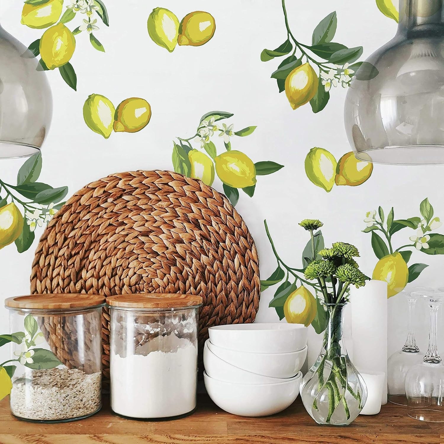 Giant Lemon Wall Decals – Bright Kitchen Fruit Peel and Stick Wall Art Stickers