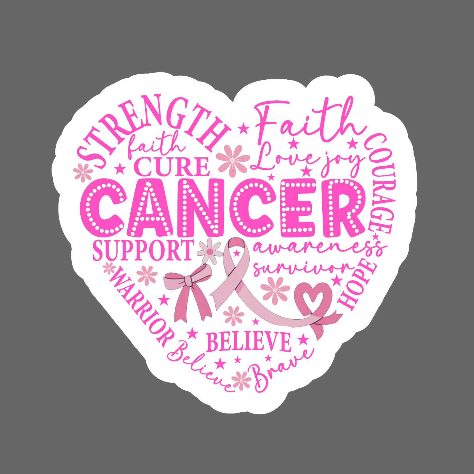 Breast cancer sticker vinyl decal strength faith cure courage survivor