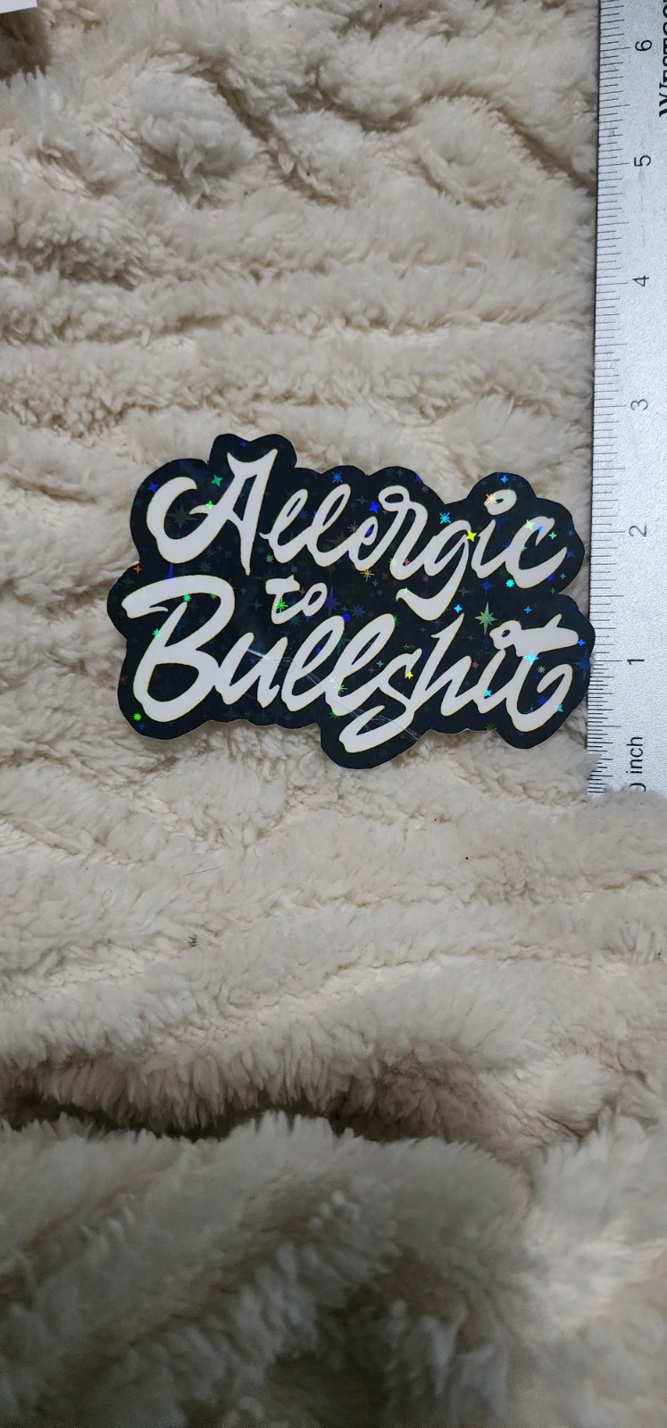 Allergic to Bullshit Vinyl Black And White Sticker 3×2