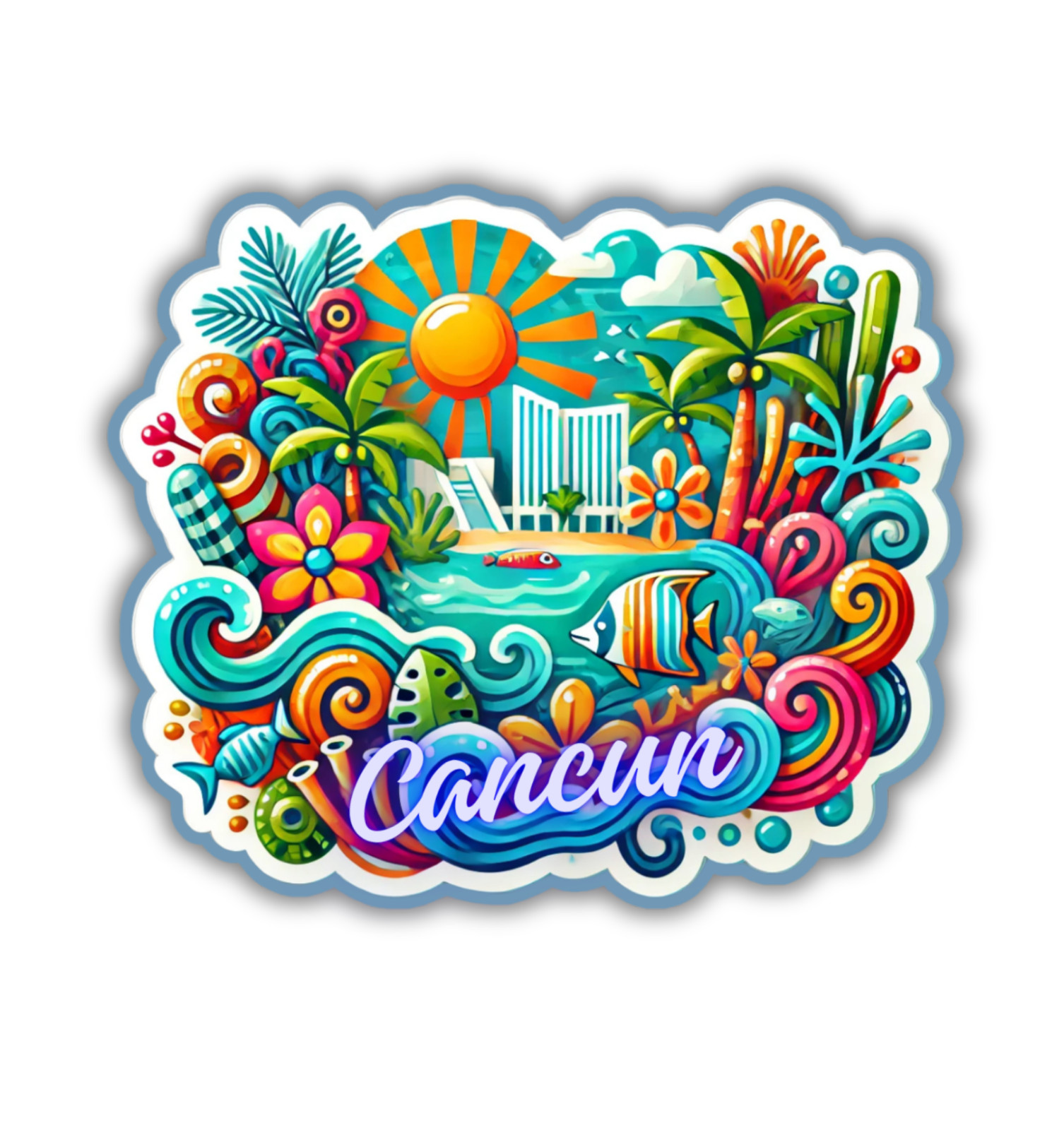Cancun Mexico Fridge Magnet or Laptop Sticker