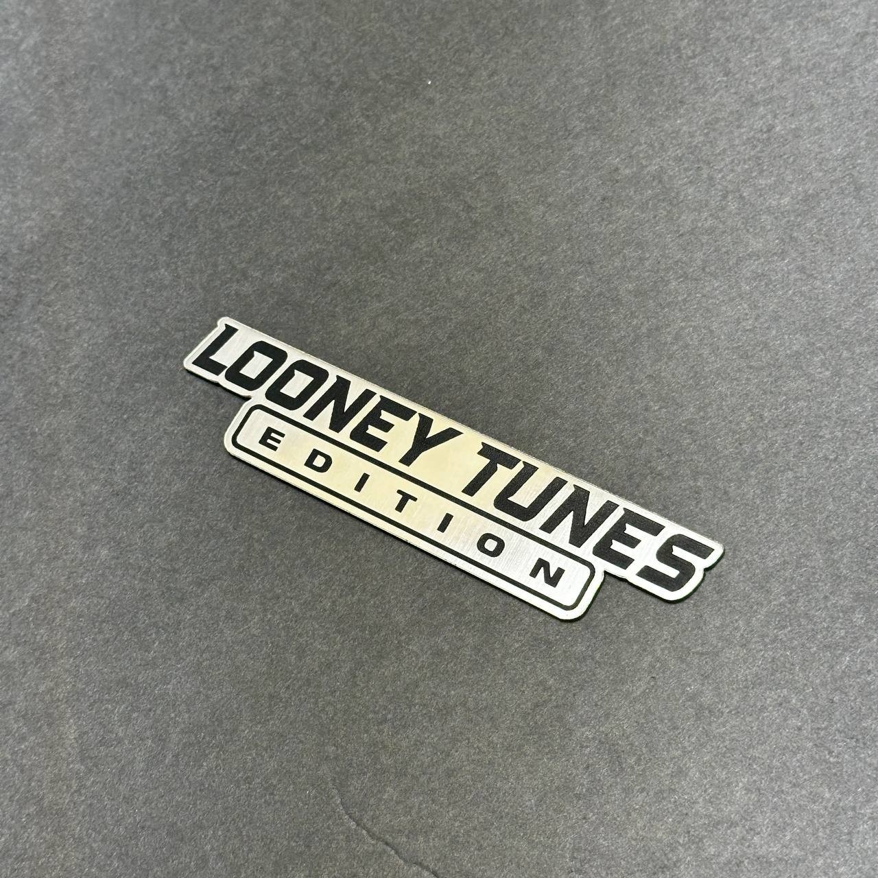 Custom Car Badge Emblem – Your Text “EDITION” Name Plate, Brushed Silver Logo